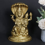 ARTVARKO Lakshmi Narasimha Murti Brass Vishnu Laxmi Narayan Sheahnaag Idol Statue Showpiece for Home Puja Pooja Room Temple Mandir Decor 7.5 Inches