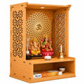 Fliptic Wooden Temple for Home with LED Spotlight | Advance Laminate MDF in Bavarian Beach Finish | Decorative Home Temple for Living Room, Prayer Room, Office & Home Décor | DIY Mandir