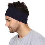 Gajraj Wide, Moisture Wicking and Non-Slip Exercise Workout Cotton Headband for Men and Women (Navy Blue)