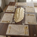Table Mat Runner Combo Set for Dining Table Reusable Placemat Set for Home Kitchen Everyday Dining and Table Setup (Fern Table mat+ Tropical Leaf Table Runner, Pack of 7 (6+1)) Kafalo