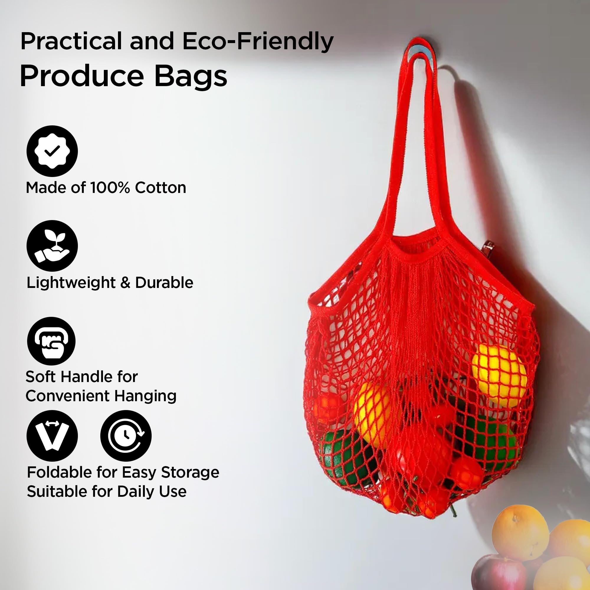 UMAI Cotton Mesh Reusable Shopping Bags For Women | Shopping Bag For Grocery | Laundry Bag | Picnic Bag | Clothes Storage Bag With Long Handle | Toys Storage Bag | Multipurpose Storage Organiser Bag
