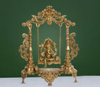 ARTVARKO Brass Ganesh Jhula Hanging Ganesha Swing Statue Ganpati Jhoola Kirtimukha Idol Murti for Home Décor Office Mandir Gift19 Inch