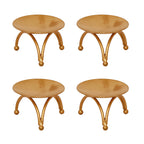 Set of 4 Decorative Handcrafted Golden Metal Tea Light Candle Holder Stand - Elegant Home Decor, and Thoughtful Gift for Diwali, Christmas, Festive Celebrations - Perfect for Home, Parties, Weddings