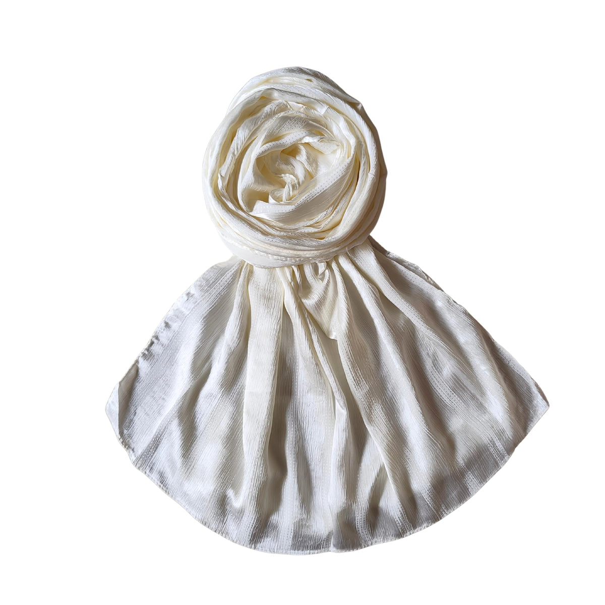 FAHABO Scarf Woman Premium Self-Woven Satin Silk Scarves | Hijab Scarf | Headscarf | Neck Scarf | Stoles | Wraps (Bawarian Cream)