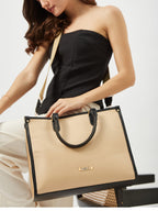 Fargo Regal Beige Vegan Leather Tote Bag for Women | Laptop Compartment, RFID Pockets, YKK Zipper, Large Office Handbag | Shoulder Bag for College & Daily Use | Made in India