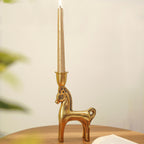 BEHOMA Handcrafted Metal Horse Candle Holder, Golden