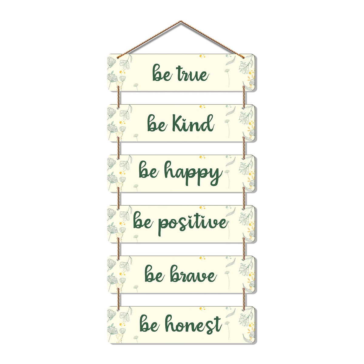 Artvibes Decorative Wall Hanging Wooden Art Decoration item for Living Room | Bedroom | Home Decor | Gifts | Quotes Decor Item | Wall Art For Hall | Mdf Wall Decoration, Set of 6 (WH_3248NR)