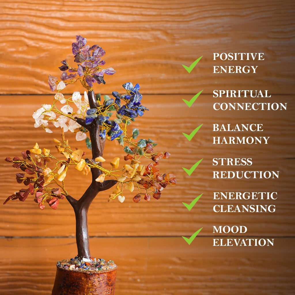 Firstray Seven Chakra Crystal Tree | 6-8 inch | Bonsai with 300 Beads | Natural Gemstone Money Tree for Positive Energy | Good Luck Show Piece for Living Room | Decoration Tree | Home Decor | Gift