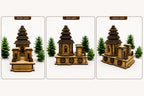Wooden Sun Temple Chariot Model | Handcrafted Miniature Temple Showpiece for Home Décor & Gifting