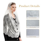 PALAY Lace Mantilla Veil for Women, Church Prayer Scarf, Net Covering