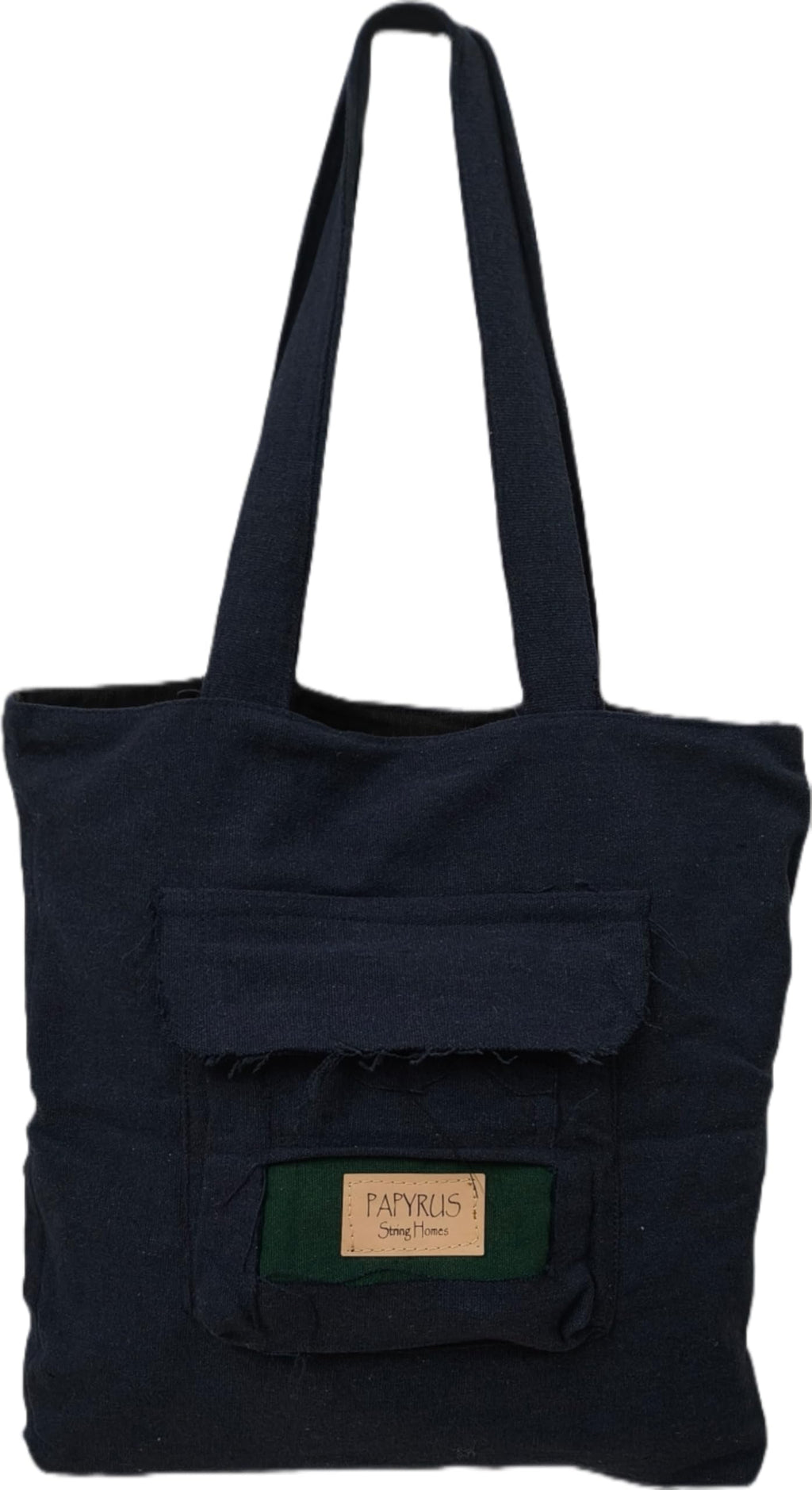 PAPYRUS String Homes Non synthetic,hand made,eco friendly, COTTON CANVAS TOTE bag/L(34X38X8 CM) stylish tote (Dark blue) (Blue Green)