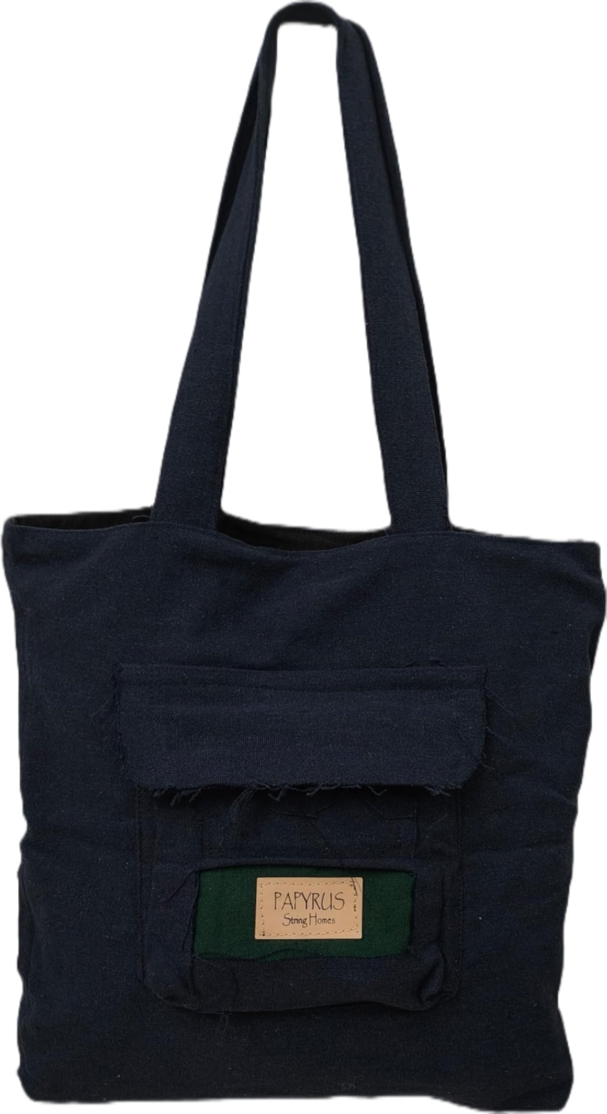 PAPYRUS String Homes Non synthetic,hand made,eco friendly, COTTON CANVAS TOTE bag/L(34X38X8 CM) stylish tote (Dark blue) (Blue Green)