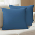 Yellow Weaves Cotton Canvas Decorative Cushion Covers, (16 X 16 Inches), Set of 2, Denim Blue