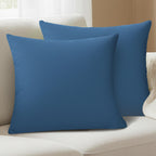 Yellow Weaves Cotton Canvas Decorative Cushion Covers, (16 X 16 Inches), Set of 2, Denim Blue