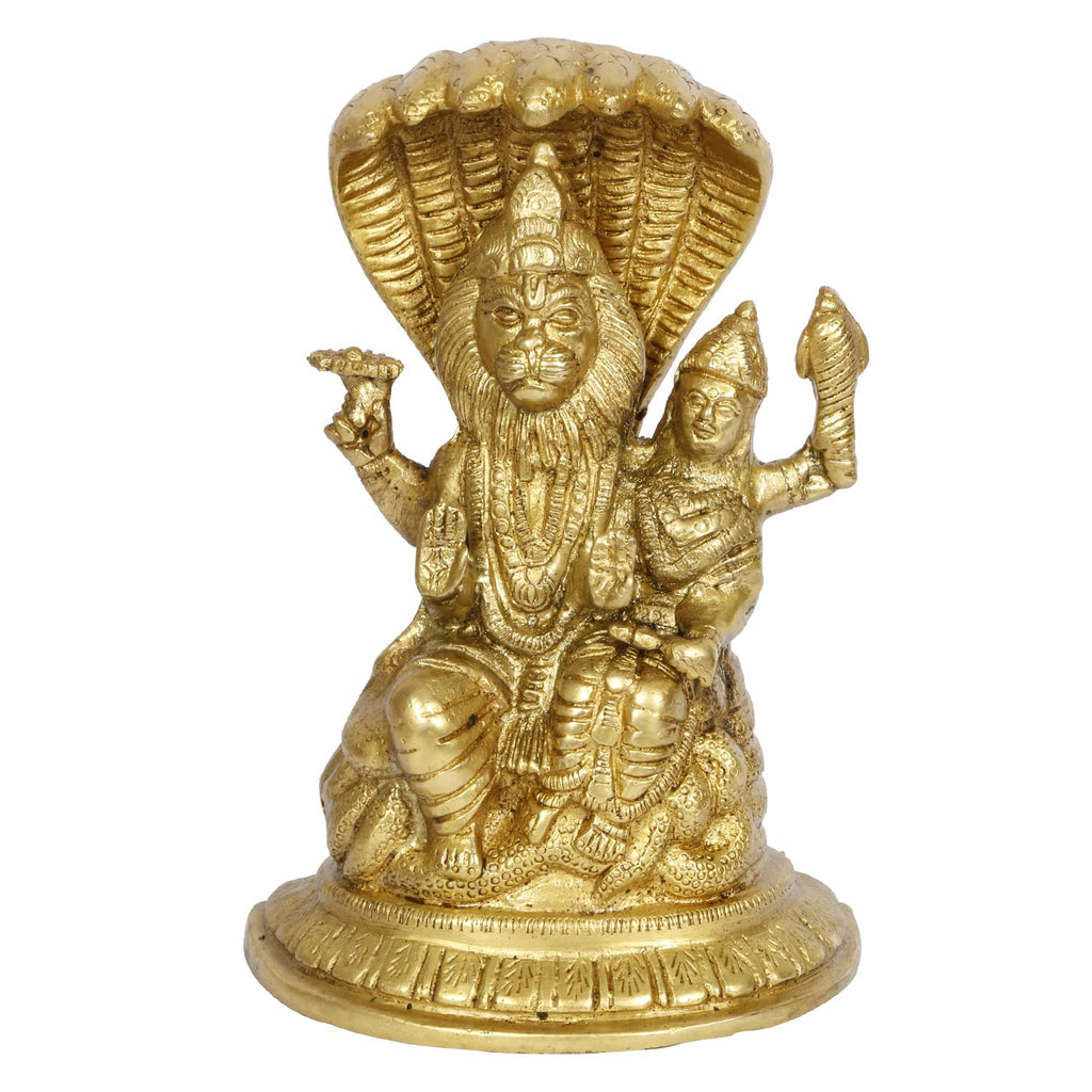 ARTVARKO Lakshmi Narasimha Murti Brass Vishnu Laxmi Narayan Sheahnaag Idol Statue Showpiece for Home Puja Pooja Room Temple Mandir Decor 7.5 Inches