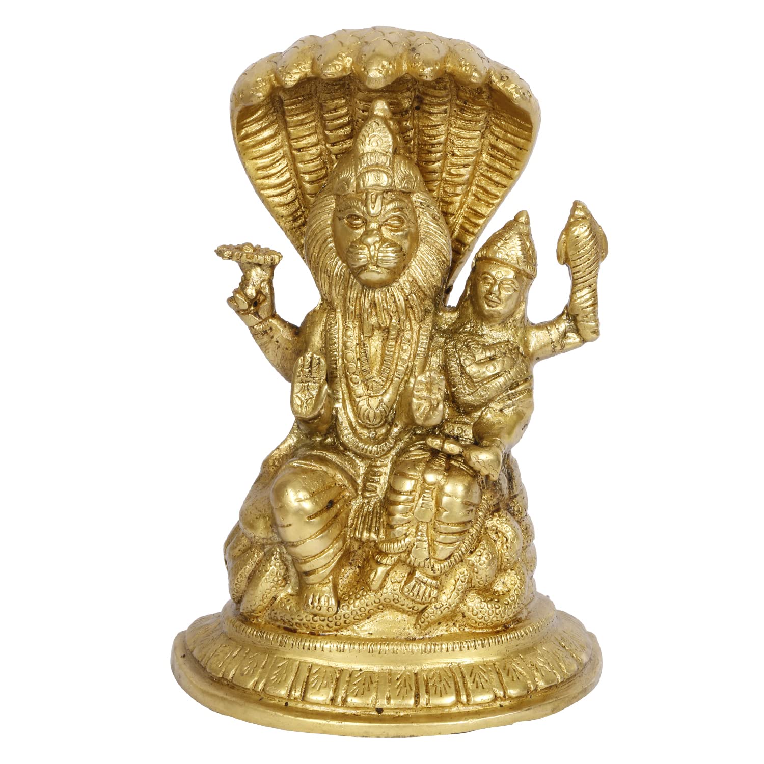 ARTVARKO Lakshmi Narasimha Murti Brass Vishnu Laxmi Narayan Sheahnaag Idol Statue Showpiece for Home Puja Pooja Room Temple Mandir Decor 7.5 Inches