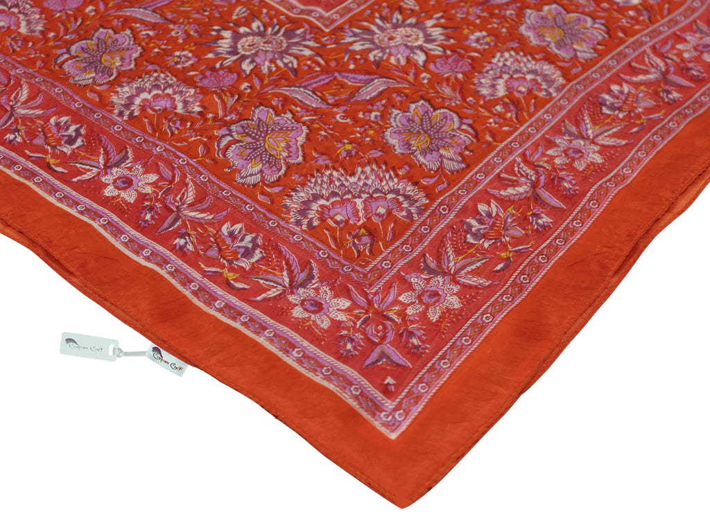 Cashmere Craft Women Men 100% Silk Orange Printed Scarf Size (40 x 40 Inch) CCSILK563