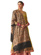 Pashmoda Women Aangan Wool Blend Nalki Embroidered Stole, Shawl and Wrap, Luxury Pashmina Evening Wrap (Size: 71X203 CM)