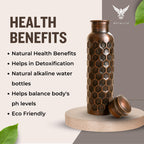 Metallix Copper Water Bottle 1 Ltr | Copper Bottle for Men & Women | 100% Pure Copper | BPA Free & Leak Proof | Easy to Carry | Suitable for Yoga, School & Office (Antique Bronze)