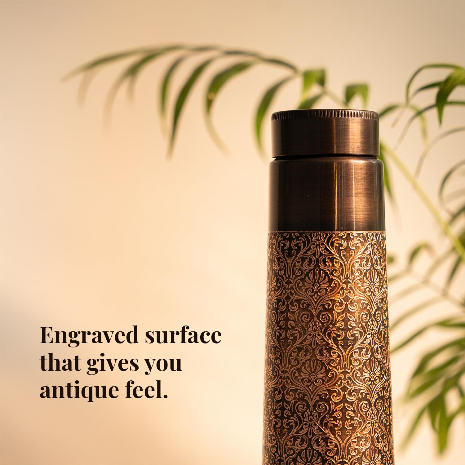 URBANFIX 100% Pure Copper Water Bottle with Glass set | Antimicrobial, Antioxidant & BPA Free, Boosts Immunity, Support Digestive Health| Ayurveda Inspired(950 ml 2x 300ml)