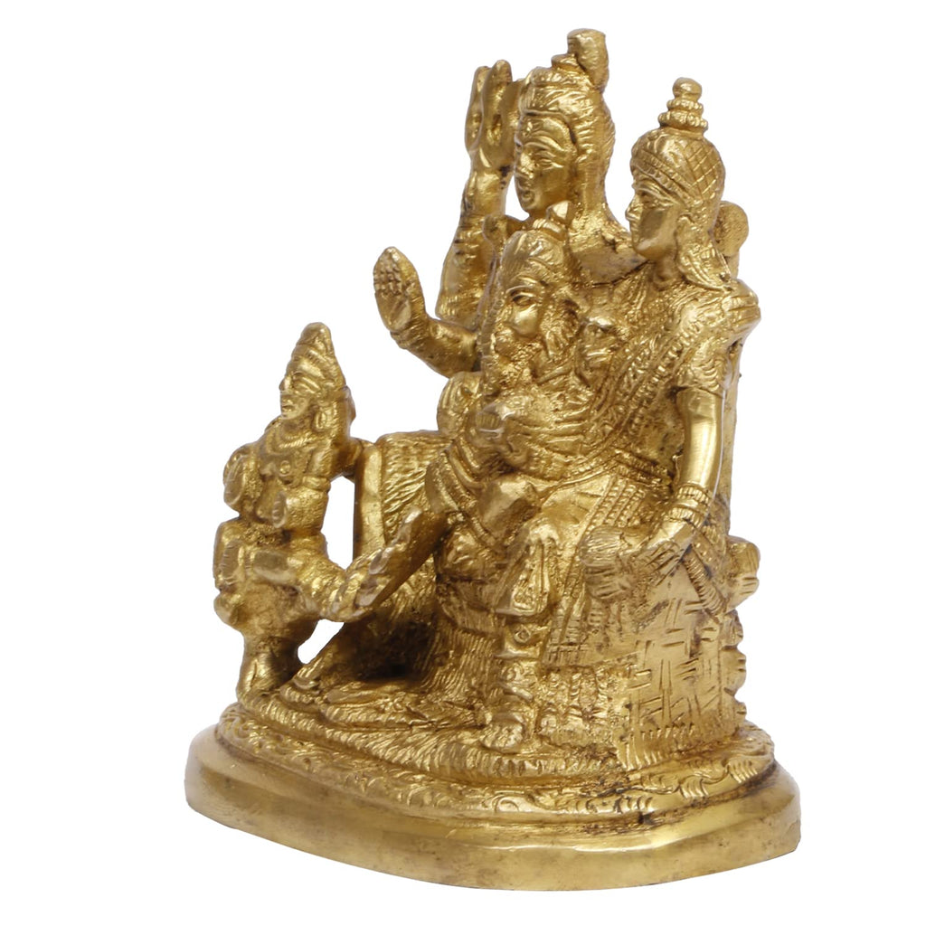 ARTVARKO Brass Shiva Parvati Ganesha Kartikeya Shiv Parivar Bholenath Shankar Ganesh Family Murti Idol Statue Sculpture (LxBxH 4x2.75x5.5 Inch)