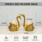 RUNARA Swan Showpiece Tea Light Candle Holder | Love Birds for Good Luck | Home Decor Item | Anniversary & Wedding Gift for Couple | Candle Not Included | Gold