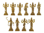 SVARUP Brass Dashavatara Dasavatharam of Lord Vishnu Statues Ten Incarnations Avatars Idol Murti for Mandir Puja Temple (Gold Color Height 6 Inches)