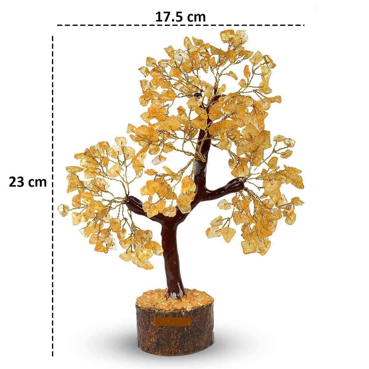Fastel® Natural Citrine Crystal Gemstone Bonsai Money Tree with Golden Wire and 300 Beads for Good Luck, Healing, Wealth & Prosperity, Home Office Decor showpiece Decoration Gift
