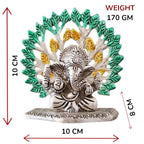 KridayKraft Elegant Mini Ganesh Murti – Divine Lord Ganesh Idol for Home & Office Décor, Intricately Designed Pooja Statue & Spiritual Showpiece for Living Room, Bedroom, Temple (Silver)