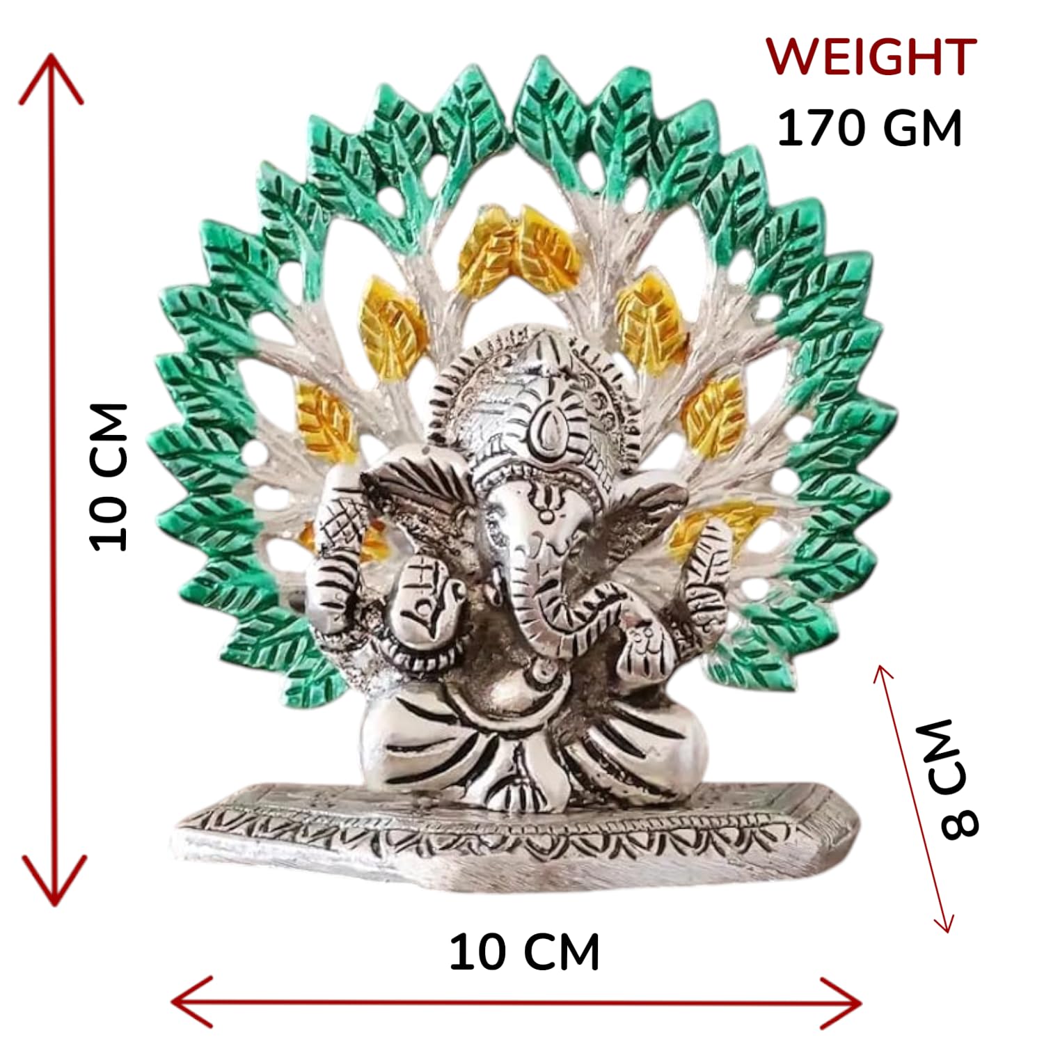 KridayKraft Elegant Mini Ganesh Murti – Divine Lord Ganesh Idol for Home & Office Décor, Intricately Designed Pooja Statue & Spiritual Showpiece for Living Room, Bedroom, Temple (Silver)