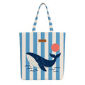 The Purple Tree Blue Tide Whale Tote Bag for Women | Summer Canvas Travel Tote | Beach Bag, Shopping Bag, Vacation Tote | 40 x 45 cm