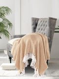 SASHAA WORLD Soft Throw Blanket | Used Both Indoor and Outdoor |Blanket for Living Room, Sofa, Bed & Chair | Beige Throw Blanket| Pack of 1, 160 x130 cm| Cotton| Reversible Kafalo