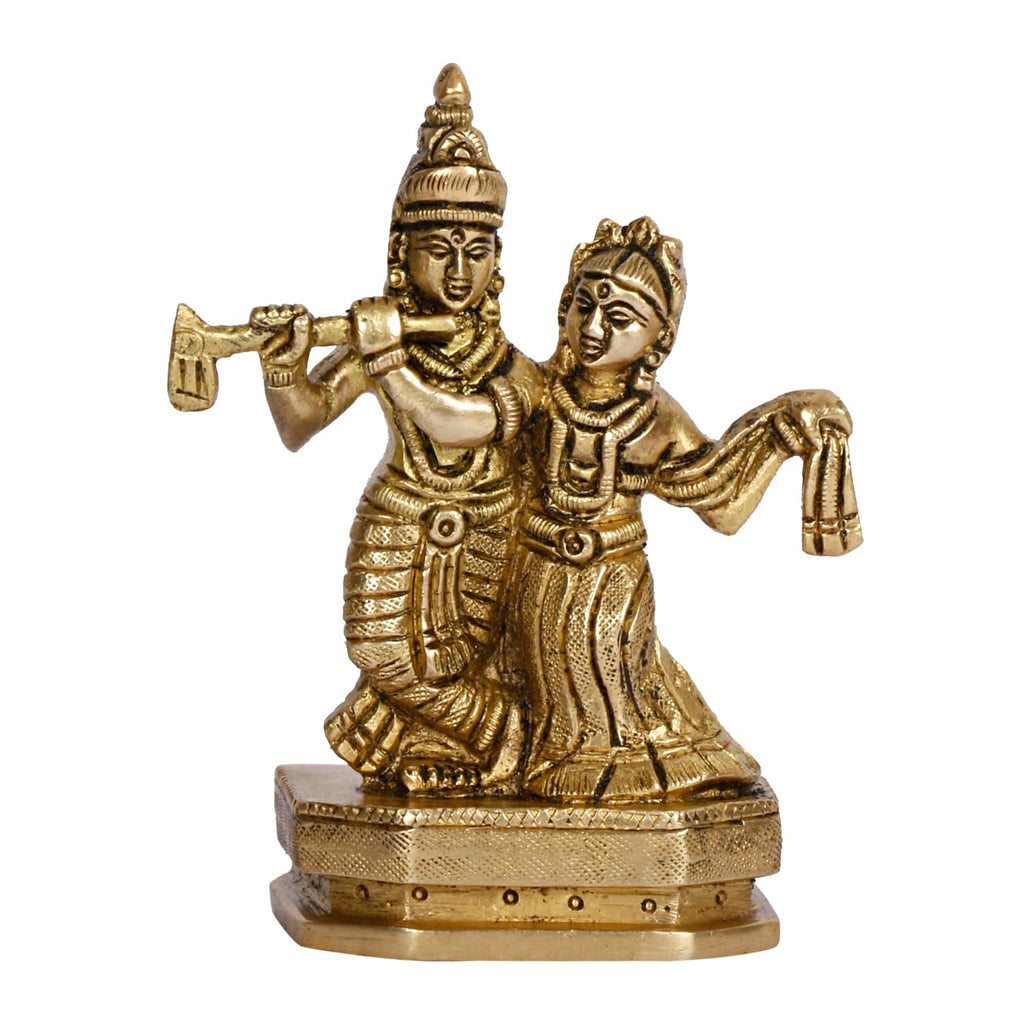 ARTVARKO Brass Radha Krishna Idol Kishan Raadha Statue for Temple Home Office Decoration Gift Showpiece(9x4x11 cm)