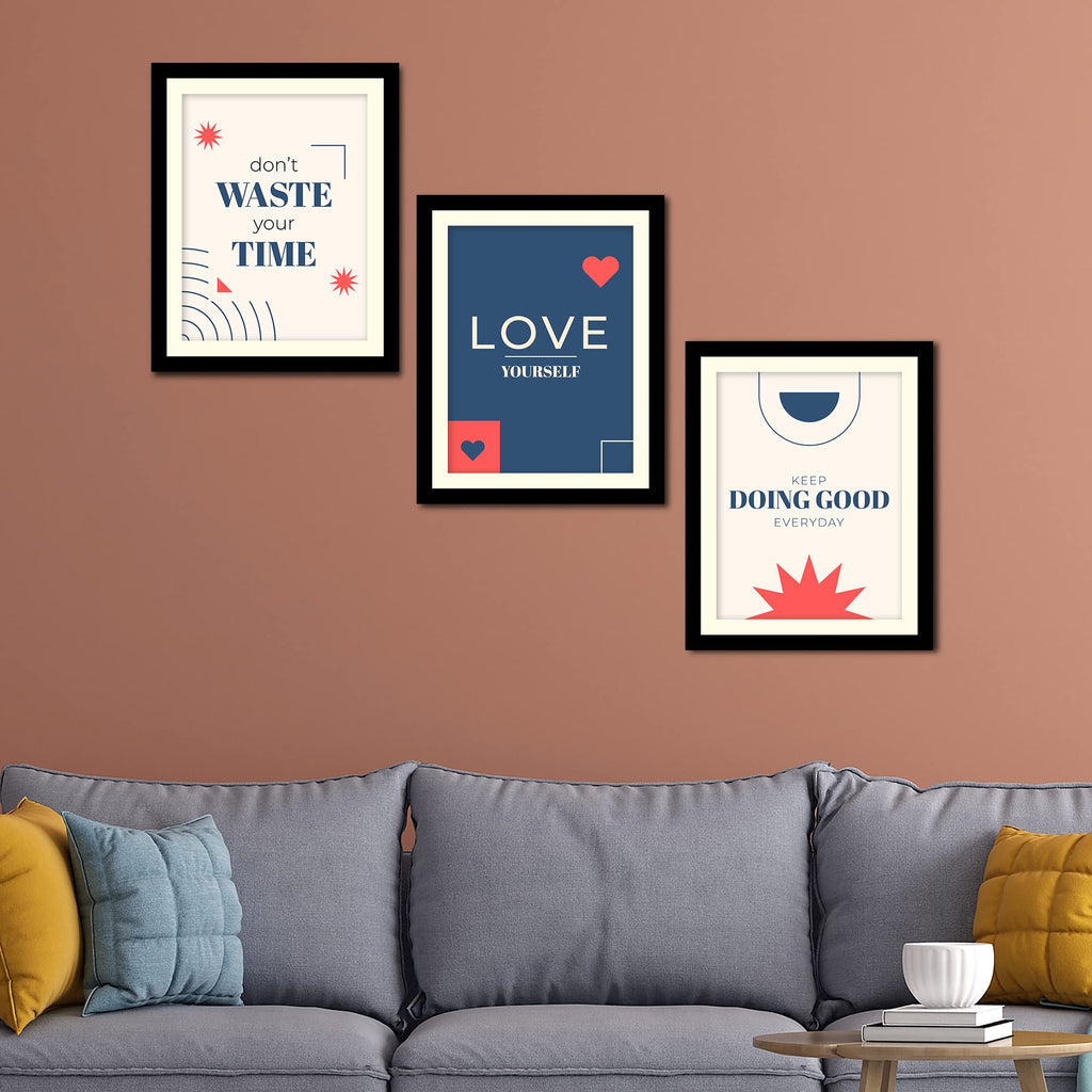 VIBECRAFTS Motivational Quotes Decorative Wall Frames Set of 3 For Office Digital Reprint Posters with Synthetic Wooden Frame Home, Gift Item (15 x 12 inch)(PFVC3Pcs4_1311)