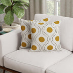 HUESLAND Premium Cotton Cushion Cover 16 inch x 16 inch | Decorative Square Throw Pillow Covers Set for Sofa, Living Room & Bedroom | Set of 2 | Natural, Golden Ochre & Bistre