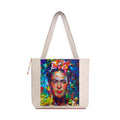 The Purani Jeans Women's Denim Tote Bag | Stylish Hand-Painted Classical Design | Large Capacity Shoulder Bag for Office, College & Travel | Eco-Friendly Reusable with Zipper Closure (Blue)
