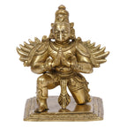 ARTVARKO Pure Brass Garuda Vishnu Vahan Eagle Idol Lord Garud Deva for Temple Home Décor Vaastu Gifting (9.5x11x13 Cm)