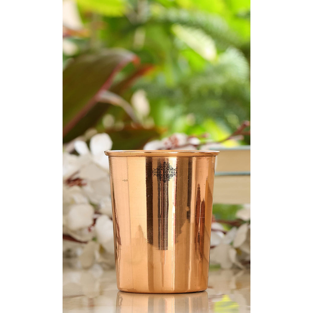 INDIAN ART VILLA Copper Plain Shine Finish Glass - 275 ML Tumbler, Copper Drinkware & Serveware, Ideal for Water Drinking, Perfect Gifting Option for Festivals and Special Occasions, Set of 1