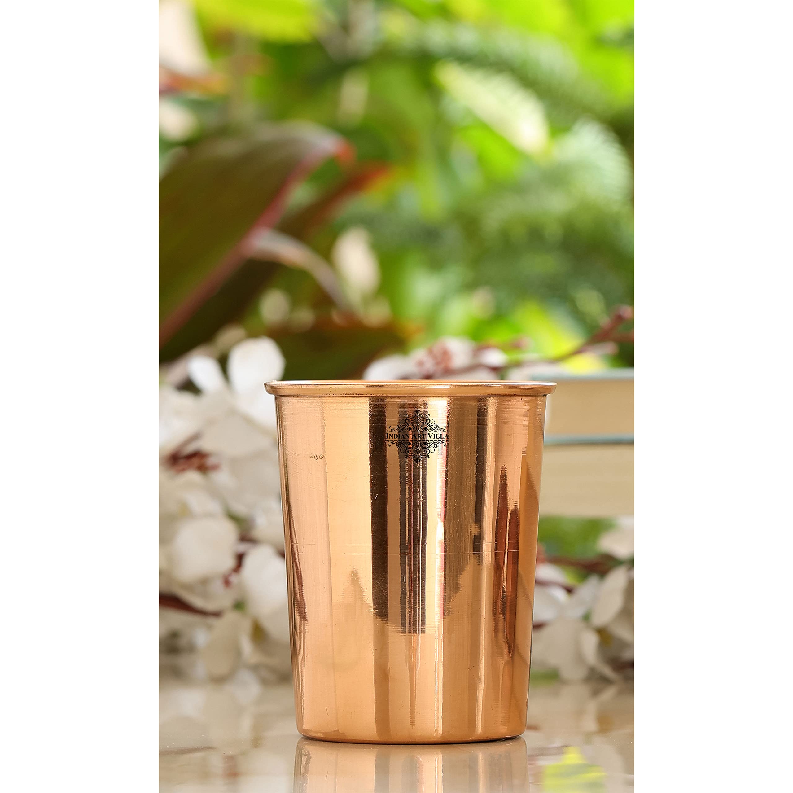 INDIAN ART VILLA Copper Plain Shine Finish Glass - 275 ML Tumbler, Copper Drinkware & Serveware, Ideal for Water Drinking, Perfect Gifting Option for Festivals and Special Occasions, Set of 1