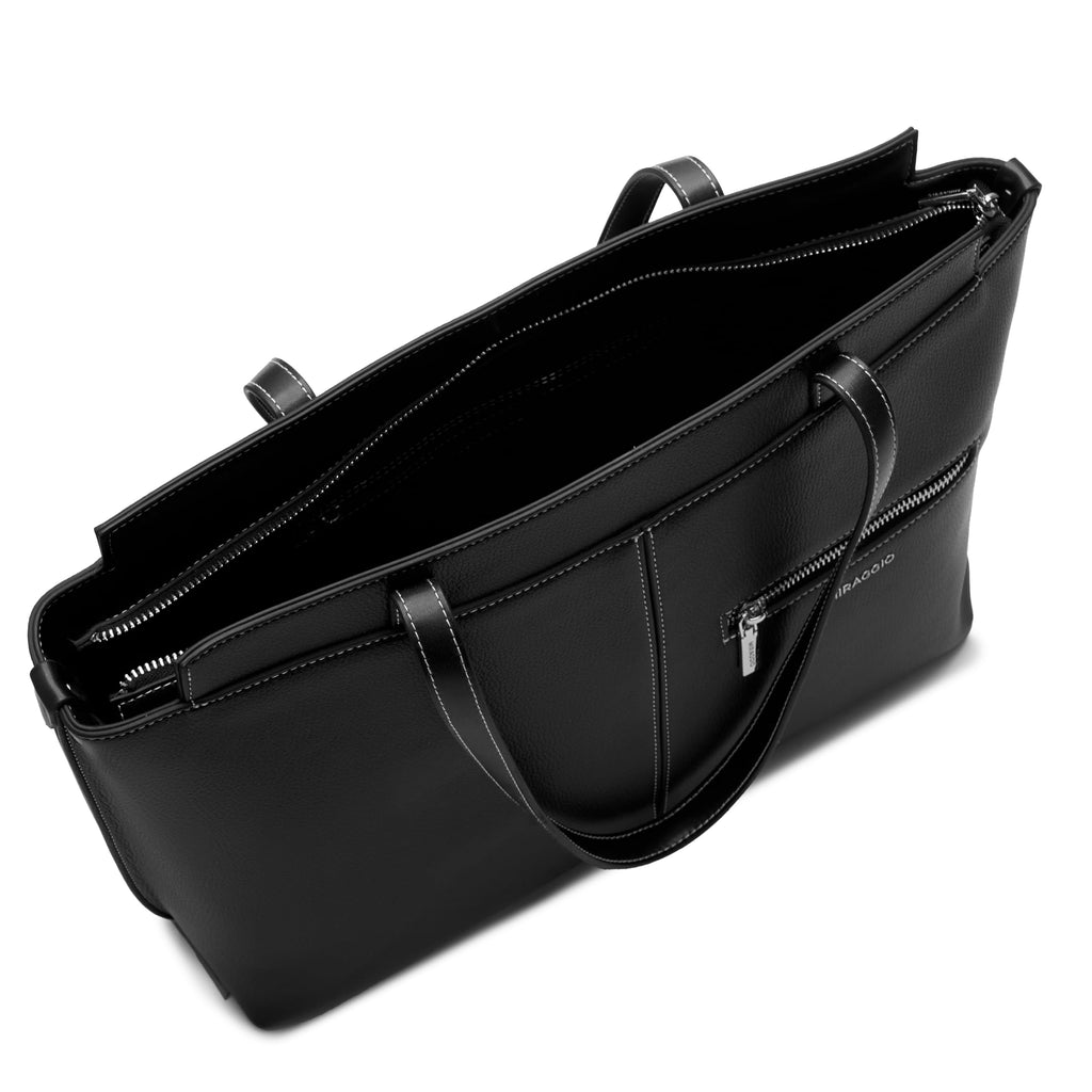 Miraggio Linda 16 Inch Laptop Tote Bag For Women Office Use | Office Tote Bag With Zipper Closure | Stylish Totes (Black)