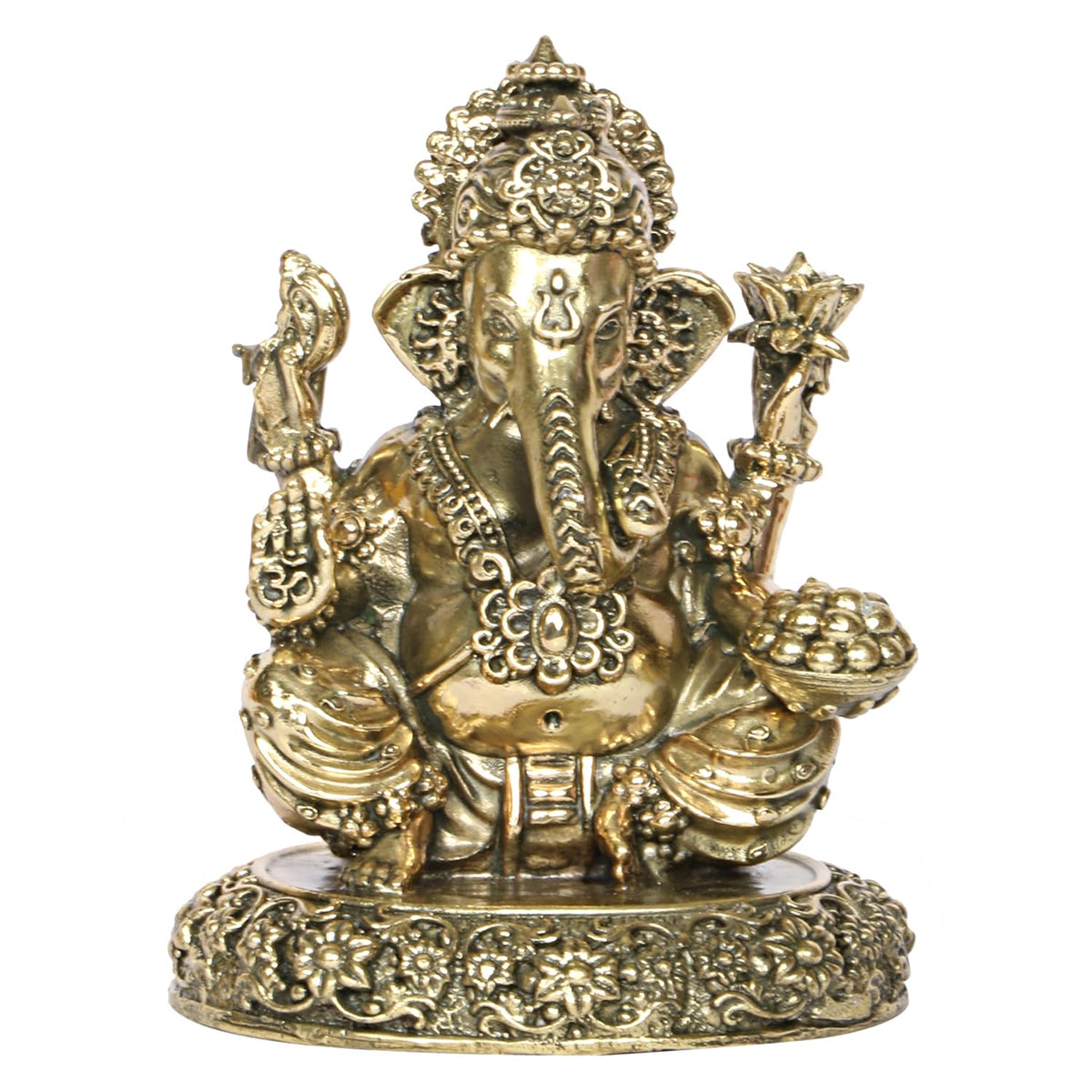 ARTVARKO Brass Ganesh Idol Ganesha Statue Ganpati Murti for Temple Puja Home Entrance Décor Luck Gift 5 Inch
