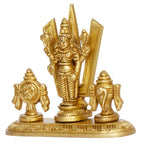 ARTVARKO Brass Tirupati Balaji Statue with Shanku Chakra Sri Venkateshwara Idol Venkateshwar Figurine for Home Office Gold Color 4 Inch.