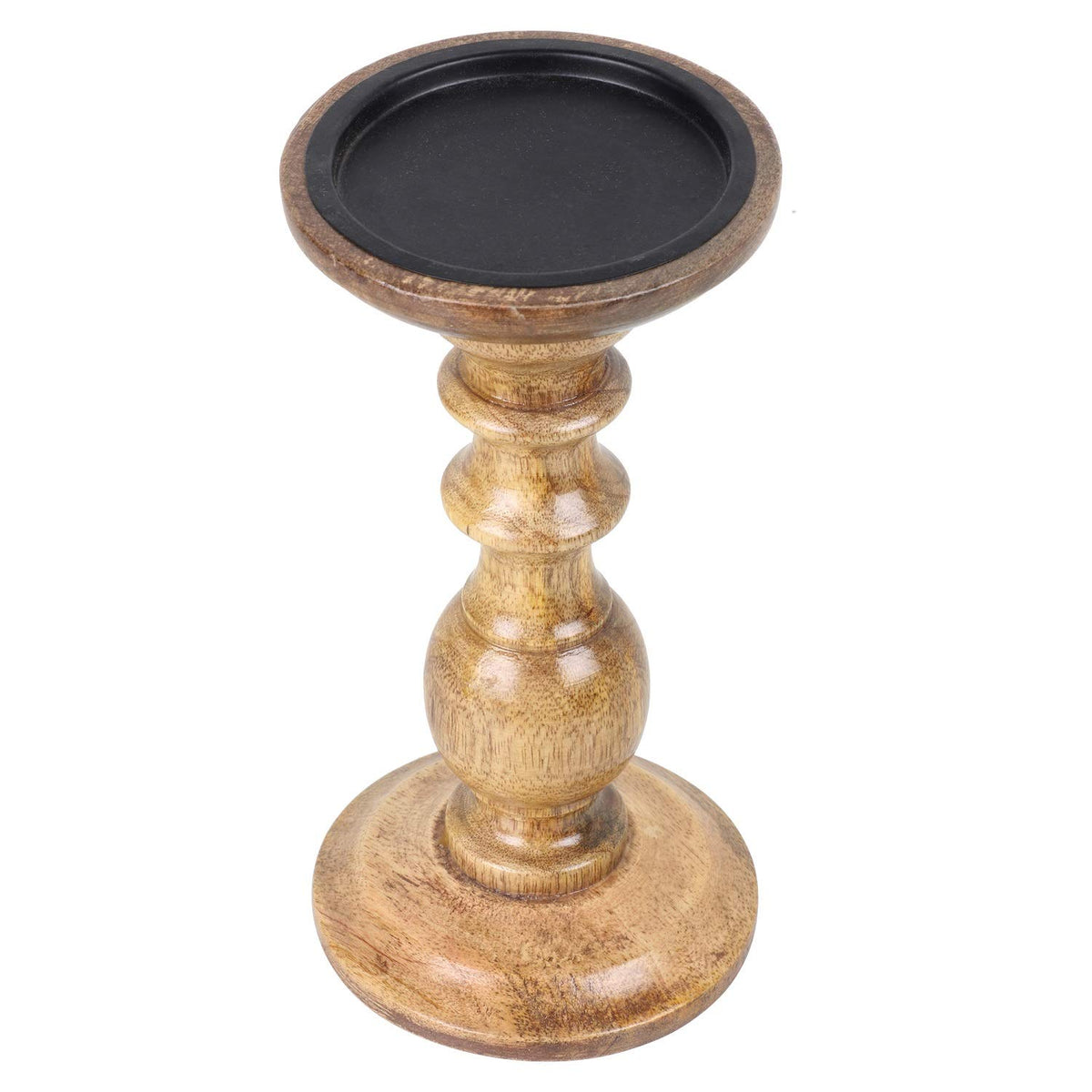 Vudy Wooden 8 Inch High Wooden Pillar Candle Holder Ideal for Weddings or Parties as Well as Home Decor (Brown)