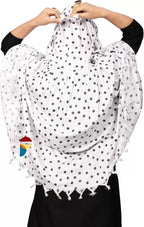 PRACHARAN Cotton Innovative Stylish 1 Black Dot Printed Pattern Fancy Scarf With Sun Protection Cover Face Cotton Driving Scarf for Women's and Girls