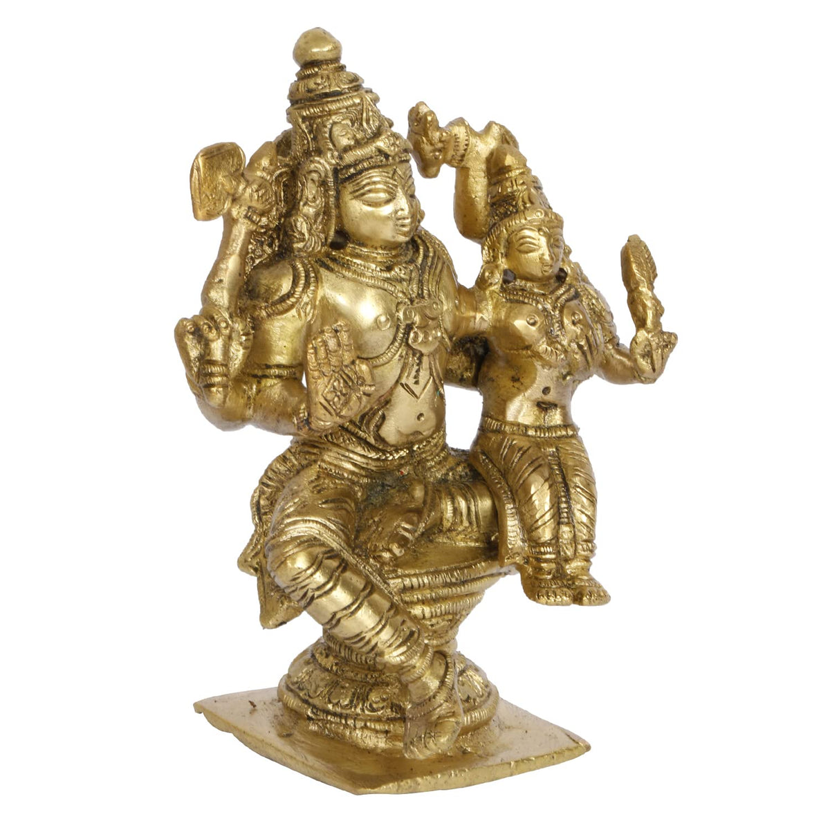ARTVARKO Lakshmi Vishnu Murti Brass Laxmi Narayan Idol Statue Showpiece for Home Puja Pooja Room Temple Mandir Decor (LxBxH 10x8x14 cm)