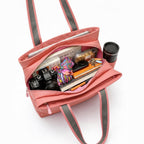 Bag-Age HB55 Tote Handbag for Girls & Women, Water Resistant Office Work Bag with Umbrella Pocket, Large Capacity Shoulder Bag for Work, Travel & Daily Use (Pink)