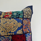 ATRANGI STUDIO Patchwork Cushion Covers - Set of 2 | Handcrafted Khambadiya Patchwork | Rajasthani Art Pillow Cover | Ethnic Cushion Covers for Sofa, Bed & Home Decor | 16x16 Inch, Blue