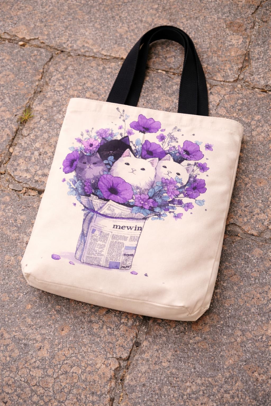 THE SACK CO. Large Canvas Tote Bag for Women, Tote Handbags for Women with Zipper & for College, Shopping, Office (tsc-Cat-pur-nws-hb-001)