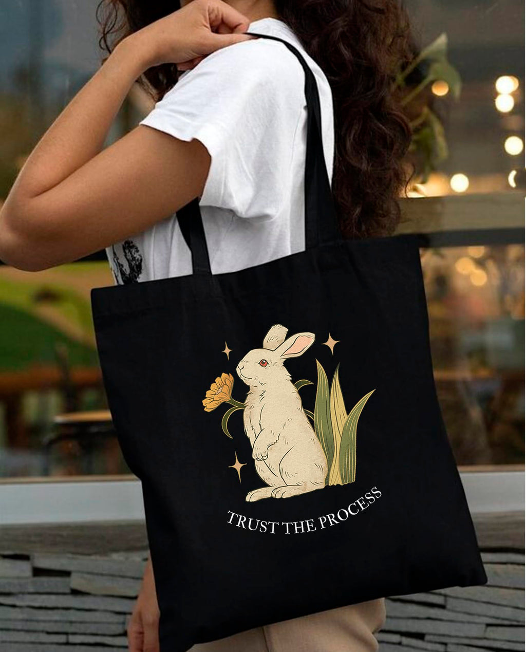 Peach Blossom Reusable Zipper and Pouch Tote Bags, 100% Cotton Shopping/Grocery Bag, Multi-Purpose Bag 5kgs Capacity, 2 Pack (BlackRabit_BlackSunflow)