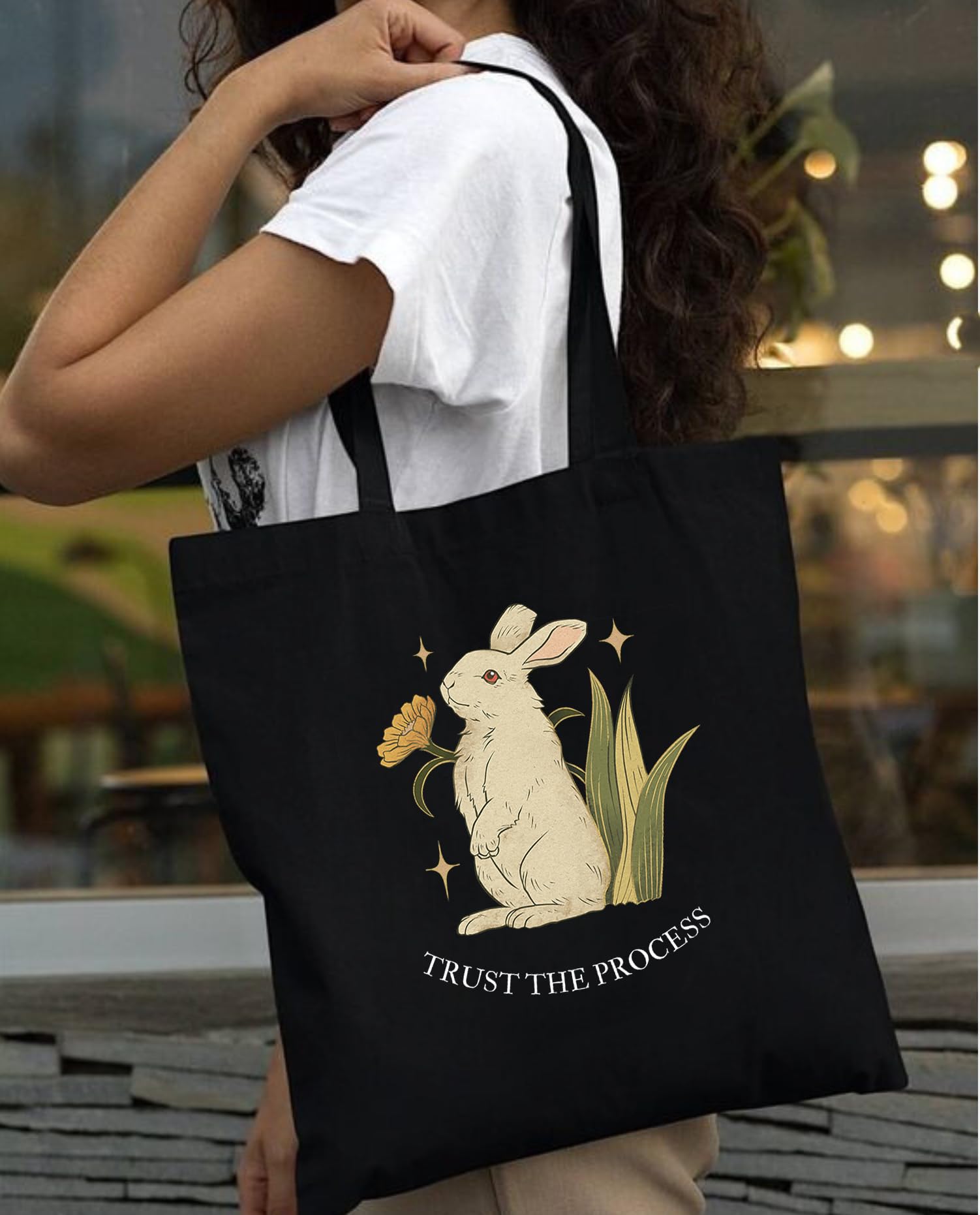 Peach Blossom Reusable Zipper and Pouch Tote Bags, 100% Cotton Shopping/Grocery Bag, Multi-Purpose Bag 5kgs Capacity, 2 Pack (BlackRabit_BlackSunflow)